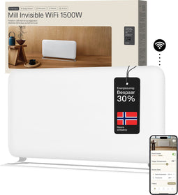 Mill PA1500WIFI3A - WiFi-geïntegreerde stalen paneelverwarming - 1500 Watt - tot 22m2 - 100% stil - aan de muur of vrijstaand