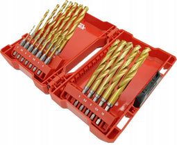 Milwaukee 48894760 19 Delige Shockwave HEX Metaalborenset in cassette HSS-G Tin Red