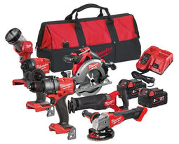 Milwaukee accu combiset (6x) - M18 FPP6E3-502B - 18V FUEL - 2x5,0 Ah accu en lader - in transporttas