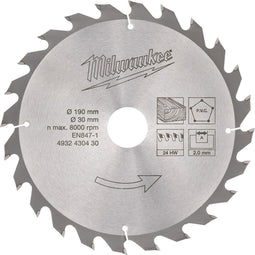 Milwaukee Cirkelzaagblad 190x30x24Z