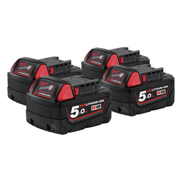 Milwaukee M18 B5 4-pack 18V 5.0Ah Li-Ion accu's (4 stuks)
