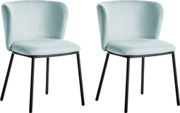 MINA - Eetkamerstoel set van 2 - Blauw - Polyester