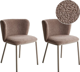 MINA II - Eetkamerstoel set van 2 - Bruin - Boucle