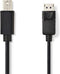 Mini DisplayPort-Kabel - DisplayPort 1.2 - Mini-DisplayPort Male - DisplayPort Male - 21.6 Gbps - Vernikkeld - 2.00 m - Rond - PVC - Zwart - Blister
