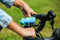 Mini Hornit Fietslicht met Geluidseffecten - Groen/Blauw