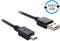 Mini USB naar Easy-USB-A kabel - USB2.0 - tot 2A / zwart - 5 meter