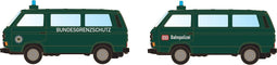 Minis by Lemke LC4353 N Auto Volkswagen T3 set van 2 voertuigen: Duitse politiebus BGS + Duitse spoorwegpolitie