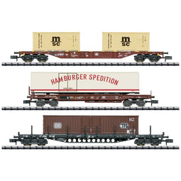 MiniTrix 18702 N 3-delige set containerwagens van de DB