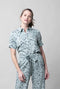 Mintgroene blouse met bloemen van viscose