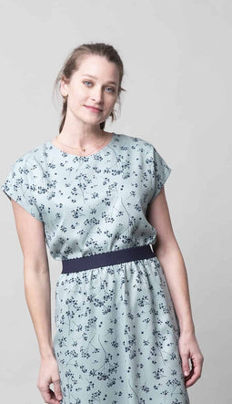 Mintgroene top met bloemen van viscose