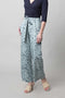 Mintgroene wijde broek met bloemen