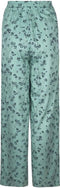 Mintgroene wijde broek met bloemen