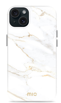 Mio by Mobilize Hoesje geschikt voor Apple iPhone 13 MagSafe Telefoonhoesje Hardcase | Mio by Mobilize Backcover | Geschikt voor MagSafe | Geschikt voor Draadloos Opladen met Magnetische Ring | MagSafe Case - White Marble | Wit