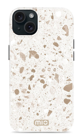 Mio by Mobilize Hoesje geschikt voor Apple iPhone 13 MagSafe Telefoonhoesje Hardcase | Mio by Mobilize Backcover | Geschikt voor MagSafe | Geschikt voor Draadloos Opladen met Magnetische Ring | MagSafe Case - Soft Terrazzo | Wit,goud