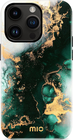 Mio by Mobilize Hoesje geschikt voor Apple iPhone 14 Pro MagSafe Telefoonhoesje Hardcase | Mio by Mobilize Backcover | Geschikt voor MagSafe | Geschikt voor Draadloos Opladen met Magnetische Ring | MagSafe Case - Green Marble | Groen