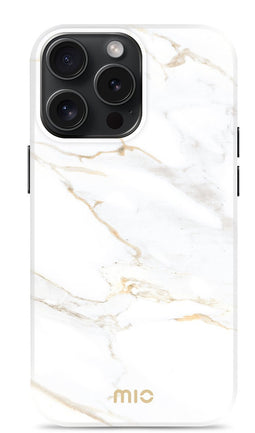 Mio by Mobilize Hoesje geschikt voor Apple iPhone 15 Pro MagSafe Telefoonhoesje Hardcase | Mio by Mobilize Backcover | Geschikt voor MagSafe | Geschikt voor Draadloos Opladen met Magnetische Ring | MagSafe Case - White Marble | Wit