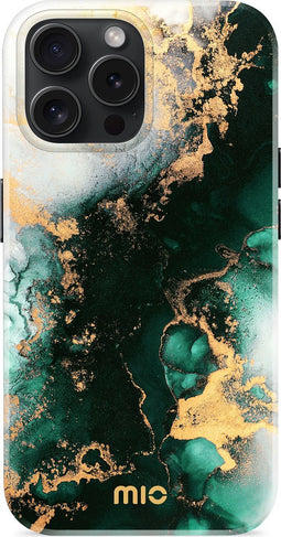 Mio by Mobilize Hoesje geschikt voor Apple iPhone 15 Pro MagSafe Telefoonhoesje Hardcase | Mio by Mobilize Backcover | Geschikt voor MagSafe | Geschikt voor Draadloos Opladen met Magnetische Ring | MagSafe Case - Green Marble | Groen
