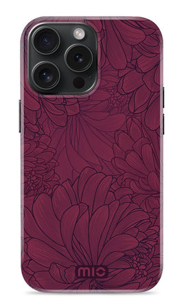Mio by Mobilize Hoesje geschikt voor Apple iPhone 15 Pro MagSafe Telefoonhoesje Hardcase | Mio by Mobilize Backcover | Geschikt voor MagSafe | Geschikt voor Draadloos Opladen met Magnetische Ring | MagSafe Case - Berry Blooms | Rood