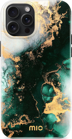 Mio by Mobilize Hoesje geschikt voor Apple iPhone 15 Pro Max MagSafe Telefoonhoesje Hardcase | Mio by Mobilize Backcover | Geschikt voor MagSafe | Geschikt voor Draadloos Opladen met Magnetische Ring | MagSafe Case - Green Marble | Groen