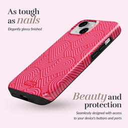 Mio by Mobilize Hoesje geschikt voor Apple iPhone 16 MagSafe Telefoonhoesje Hardcase | Mio by Mobilize Backcover | Geschikt voor MagSafe | Geschikt voor Draadloos Opladen met Magnetische Ring | MagSafe Case - Wild Hearts | Roze