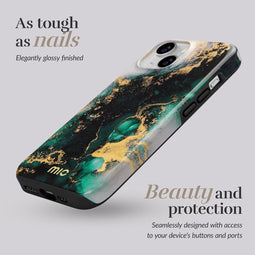Mio by Mobilize Hoesje geschikt voor Apple iPhone 16 MagSafe Telefoonhoesje Hardcase | Mio by Mobilize Backcover | Geschikt voor MagSafe | Geschikt voor Draadloos Opladen met Magnetische Ring | MagSafe Case - Green Marble | Groen