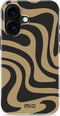 Mio by Mobilize Hoesje geschikt voor Apple iPhone 16 MagSafe Telefoonhoesje Hardcase | Mio by Mobilize Backcover | Geschikt voor MagSafe | Geschikt voor Draadloos Opladen met Magnetische Ring | MagSafe Case - Swirl | Zwart,bruin