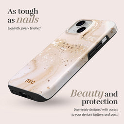 Mio by Mobilize Hoesje geschikt voor Apple iPhone 16 Plus MagSafe Telefoonhoesje Hardcase | Mio by Mobilize Backcover | Geschikt voor MagSafe | Geschikt voor Draadloos Opladen met Magnetische Ring | MagSafe Case - Gold Marble | Goud