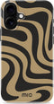Mio by Mobilize Hoesje geschikt voor Apple iPhone 16 Plus MagSafe Telefoonhoesje Hardcase | Mio by Mobilize Backcover | Geschikt voor MagSafe | Geschikt voor Draadloos Opladen met Magnetische Ring | MagSafe Case - Swirl | Zwart,bruin