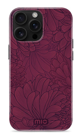 Mio by Mobilize Hoesje geschikt voor Apple iPhone 16 Pro MagSafe Telefoonhoesje Hardcase | Mio by Mobilize Backcover | Geschikt voor MagSafe | Geschikt voor Draadloos Opladen met Magnetische Ring | MagSafe Case - Berry Blooms | Rood