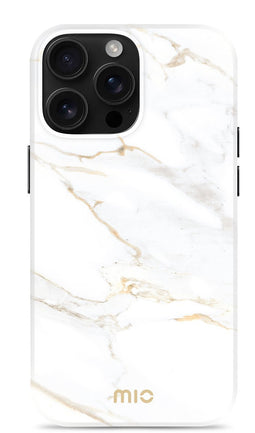 Mio by Mobilize Hoesje geschikt voor Apple iPhone 16 Pro MagSafe Telefoonhoesje Hardcase | Mio by Mobilize Backcover | Geschikt voor MagSafe | Geschikt voor Draadloos Opladen met Magnetische Ring | MagSafe Case - White Marble | Wit