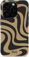 Mio by Mobilize Hoesje geschikt voor Apple iPhone 16 Pro MagSafe Telefoonhoesje Hardcase | Mio by Mobilize Backcover | Geschikt voor MagSafe | Geschikt voor Draadloos Opladen met Magnetische Ring | MagSafe Case - Swirl | Zwart,bruin