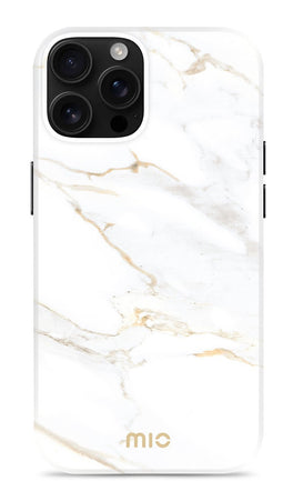Mio by Mobilize Hoesje geschikt voor Apple iPhone 16 Pro Max MagSafe Telefoonhoesje Hardcase | Mio by Mobilize Backcover | Geschikt voor MagSafe | Geschikt voor Draadloos Opladen met Magnetische Ring | MagSafe Case - White Marble | Wit