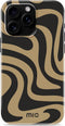 Mio by Mobilize Hoesje geschikt voor Apple iPhone 16 Pro Max MagSafe Telefoonhoesje Hardcase | Mio by Mobilize Backcover | Geschikt voor MagSafe | Geschikt voor Draadloos Opladen met Magnetische Ring | MagSafe Case - Swirl | Zwart,bruin