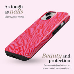 Mio by Mobilize Hoesje geschikt voor Apple iPhone 7 MagSafe Telefoonhoesje Hardcase | Mio by Mobilize Backcover | Geschikt voor MagSafe | Geschikt voor Draadloos Opladen met Magnetische Ring | MagSafe Case - Wild Hearts | Roze