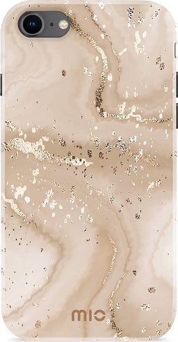 Mio by Mobilize Hoesje geschikt voor Apple iPhone 7 MagSafe Telefoonhoesje Hardcase | Mio by Mobilize Backcover | Geschikt voor MagSafe | Geschikt voor Draadloos Opladen met Magnetische Ring | MagSafe Case - Gold Marble | Goud