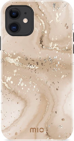 Mio by Mobilize Hoesje geschikt voor Apple iPhone XR MagSafe Telefoonhoesje Hardcase | Mio by Mobilize Backcover | Geschikt voor MagSafe | Geschikt voor Draadloos Opladen met Magnetische Ring | MagSafe Case - Gold Marble | Goud