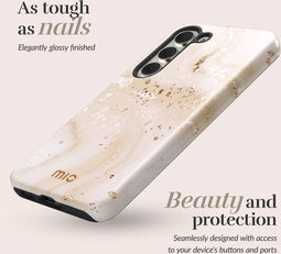 Mio by Mobilize Hoesje geschikt voor Samsung Galaxy A14 MagSafe Telefoonhoesje Hardcase | Mio by Mobilize Backcover | Geschikt voor MagSafe | Geschikt voor Draadloos Opladen met Magnetische Ring | MagSafe Case - Gold Marble | Goud