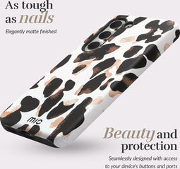 Mio by Mobilize Hoesje geschikt voor Samsung Galaxy A15 MagSafe Telefoonhoesje Hardcase | Mio by Mobilize Backcover | Geschikt voor MagSafe | Geschikt voor Draadloos Opladen met Magnetische Ring | MagSafe Case - Leopard | Zwart,wit