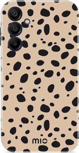 Mio by Mobilize Hoesje geschikt voor Samsung Galaxy A15 MagSafe Telefoonhoesje Hardcase | Mio by Mobilize Backcover | Geschikt voor MagSafe | Geschikt voor Draadloos Opladen met Magnetische Ring | MagSafe Case - Spots | Bruin