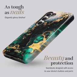 Mio by Mobilize Hoesje geschikt voor Samsung Galaxy A16 MagSafe Telefoonhoesje Hardcase | Mio by Mobilize Backcover | Geschikt voor MagSafe | Geschikt voor Draadloos Opladen met Magnetische Ring | MagSafe Case - Green Marble | Groen