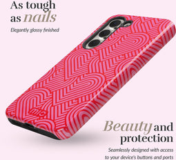 Mio by Mobilize Hoesje geschikt voor Samsung Galaxy A25 5G MagSafe Telefoonhoesje Hardcase | Mio by Mobilize Backcover | Geschikt voor MagSafe | Geschikt voor Draadloos Opladen met Magnetische Ring | MagSafe Case - Wild Hearts | Roze