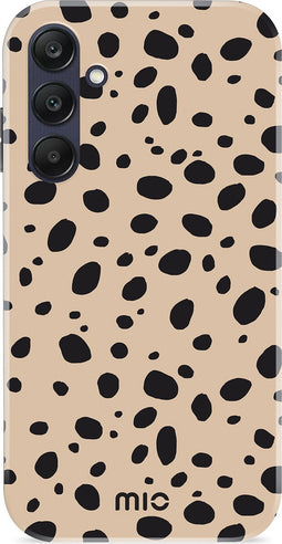 Mio by Mobilize Hoesje geschikt voor Samsung Galaxy A25 5G MagSafe Telefoonhoesje Hardcase | Mio by Mobilize Backcover | Geschikt voor MagSafe | Geschikt voor Draadloos Opladen met Magnetische Ring | MagSafe Case - Spots | Bruin