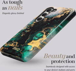 Mio by Mobilize Hoesje geschikt voor Samsung Galaxy A34 MagSafe Telefoonhoesje Hardcase | Mio by Mobilize Backcover | Geschikt voor MagSafe | Geschikt voor Draadloos Opladen met Magnetische Ring | MagSafe Case - Green Marble | Groen