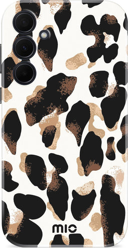 Mio by Mobilize Hoesje geschikt voor Samsung Galaxy A35 MagSafe Telefoonhoesje Hardcase | Mio by Mobilize Backcover | Geschikt voor MagSafe | Geschikt voor Draadloos Opladen met Magnetische Ring | MagSafe Case - Leopard | Zwart,wit