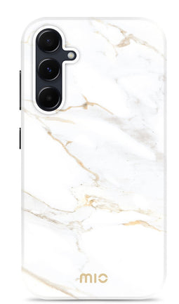 Mio by Mobilize Hoesje geschikt voor Samsung Galaxy A35 MagSafe Telefoonhoesje Hardcase | Mio by Mobilize Backcover | Geschikt voor MagSafe | Geschikt voor Draadloos Opladen met Magnetische Ring | MagSafe Case - White Marble | Wit