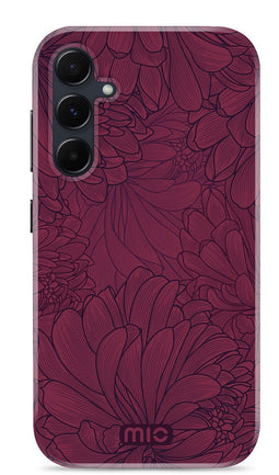 Mio by Mobilize Hoesje geschikt voor Samsung Galaxy A35 MagSafe Telefoonhoesje Hardcase | Mio by Mobilize Backcover | Geschikt voor MagSafe | Geschikt voor Draadloos Opladen met Magnetische Ring | MagSafe Case - Berry Blooms | Rood