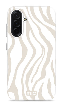 Mio by Mobilize Hoesje geschikt voor Samsung Galaxy A36 MagSafe Telefoonhoesje Hardcase | Mio by Mobilize Backcover | Geschikt voor MagSafe | Geschikt voor Draadloos Opladen met Magnetische Ring | MagSafe Case - Sandy Zebra | Wit
