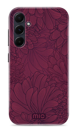 Mio by Mobilize Hoesje geschikt voor Samsung Galaxy A55 MagSafe Telefoonhoesje Hardcase | Mio by Mobilize Backcover | Geschikt voor MagSafe | Geschikt voor Draadloos Opladen met Magnetische Ring | MagSafe Case - Berry Blooms | Rood