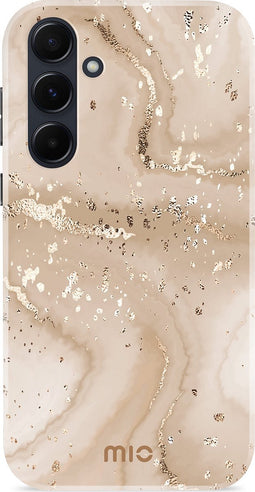 Mio by Mobilize Hoesje geschikt voor Samsung Galaxy A55 MagSafe Telefoonhoesje Hardcase | Mio by Mobilize Backcover | Geschikt voor MagSafe | Geschikt voor Draadloos Opladen met Magnetische Ring | MagSafe Case - Gold Marble | Goud