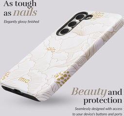 Mio by Mobilize Hoesje geschikt voor Samsung Galaxy A55 MagSafe Telefoonhoesje Hardcase | Mio by Mobilize Backcover | Geschikt voor MagSafe | Geschikt voor Draadloos Opladen met Magnetische Ring | MagSafe Case - White Roses | Wit